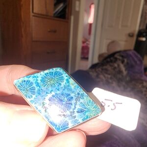 Blue Floral Square Ring